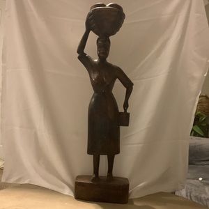 African hand carved wooden lady